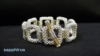 【ビーズステッチ】特小ビーズと竹ビーズだけで作るブレスレット☆作り方　How to make a bracelet with seed beads and bugle beads.