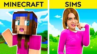 Chica BUENA vs. chica MALA - Transformamos una habitación | Minecraft vs. Sims por La La Vida Juegos