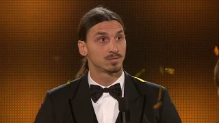 Ibrahimovic in tears while giving a speech about two Swedish footballers and brother who passed away