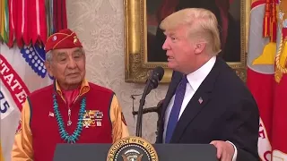 Trump jokes about 'Pocahontas' at event honouring Native American WWII veterans