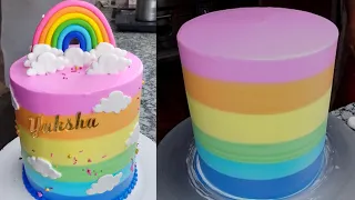 Rainbow Cake Decorating Ideas Step by Step.Rainbow cake design. #cake #rainbow #trending #latest