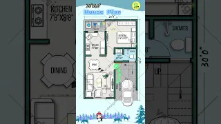 20×30 house plan with car porch, tiny plot design, 20’ by 30’ #houseplan #housemap #housedesign