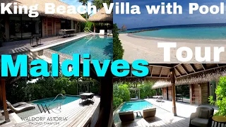 Waldorf Astoria Maldivas King Beach Villa with Pool tour 2021 $2,550 per night 5-star Luxury Resorts