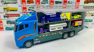 12 Type Tomica Cars ☆ Tomica opening and put in big Okatazuke convoy (How to draw a picture)