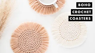 Easy Crochet Coasters + Placemats - Boho Home Décor DIY