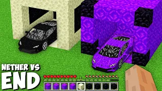 Which CAR IS BETTER PORTAL NETHER VS END in Minecraft ? GARAGE WITH SUPER CAR !