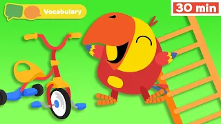 Learning First Words w Larry | Sensory Stimulation for Babies | Vocabulary for Kids | Tricycle