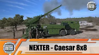 8x8 wheeled self-propelled howitzer 155m CAESAR Nexter Systems truck with artillery systems France