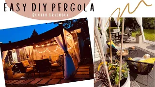 UNDER $240 DIY PERGOLA WITH CONCRETE CINDER BLOCKS - CAN BE RENTER FRIENDLY!