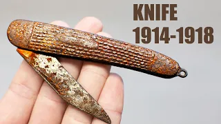 WWI Rusty Trench Pocket Knife Restoration. Awesome restoration