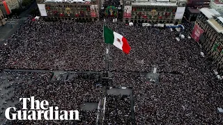 Tens of thousands gather for inauguration of Mexico's new leader – drone footage