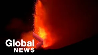 Mount Etna erupts with spectacular bursts of lava as volcanic ash covers nearby villages