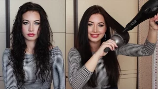 Как выпрямить кудрявые волосы феном • How To Blow Dry Curly Hair