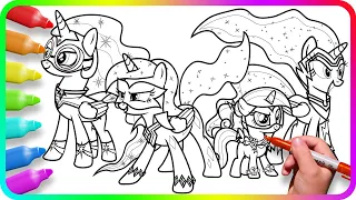 Coloring Pages MY LITTLE PONY - Princesses Power Ponies / How to color My Little Pony. Easy Drawing