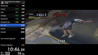 Tony Hawks Pro Skater 1 - 100% Speedrun -  15mins34secs