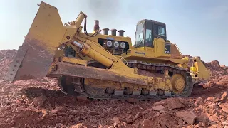 The biggest bulldozer in the world Komatsu D575 working in the mountains