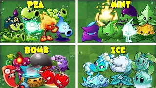 Team PEA x MINT x BOMB x ICE - Who Will Win? - Pvz 2 Team Plant vs Team Plant