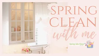 Spring Clean With Me | Kitchen Declutter & Deep Clean Glass Cabinets | Spring into Clean 2021