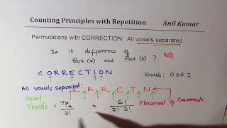 Linear Permutations with Restrictions with Repeated Vowels not together in CORRECTION