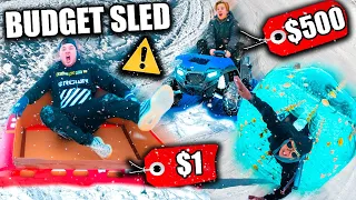 $1 Vs $500 Snow Sleds GONE WRONG :( *BUDGET CHALLENGE*