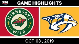 NHL Highlights | Wild vs. Predators - Oct. 03, 2019