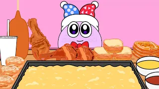 Kirby Animation - Cheese Fondue Fried Spam Fried Chicken Mukbang #kirby