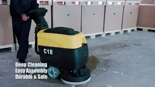 Battery Powered Floor Scrubber with a Complete Set of Parts, C18 | CrystalFloorScrubber.com