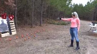 "Go Mee Mee Go" snub nose  .357 Smith and Wesson Teri LaFaye one handed shooting Texas blonde