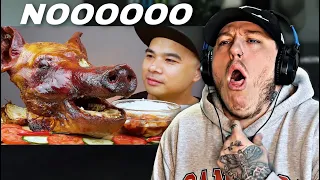 How can they eat this 🤮 Mukbangers eating weird things * REACTION *