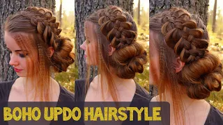 Boho 5-Strand Braid Updo Hairstyle