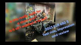 Short guy 2023 KLR 650 s goes on first ride. Impression and review.
