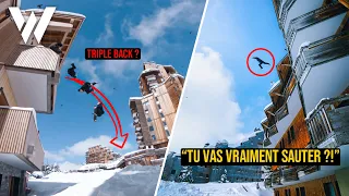 We JUMP from a 15 METERS ROOF in the snow | CLIFF DIVING ?