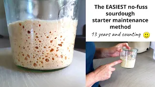 The EASIEST, no-fuss sourdough starter maintenance method. No discard. Perfect for busy people!
