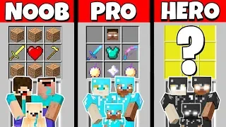 Minecraft Battle: NOOB vs PRO vs HEROBRINE: FAMILY CRAFTING CHALLENGE / Animation