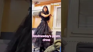 Jenna Ortega tries Wednesday's prom dress 💃 #jennaortega #wednesday