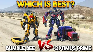 GTA 5 ONLINE : OPTIMUS PRIME VS BUMBLE BEE (WHICH IS BEST TRANSFORMER?)