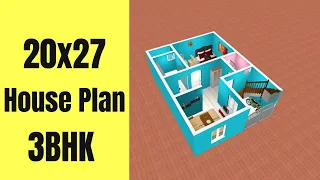 20x27 House Design 3BHK || 20x27 House Plan || Small Home Design || 3D House Model