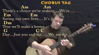 We Are the World (USA For Africa) Strum Guitar Cover Lesson with Chords/Lyrics - Capo 4th & 5th