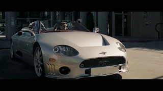 Rogue is driving away on Spyker C8 Spyder ("War" closing scene)