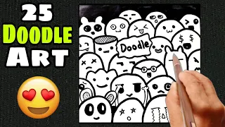 25 Easy cute characters Doodle Art - Doodle Art for Beginners