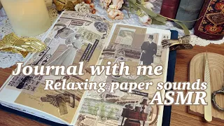 Decorate my journal with me | Relaxing paper sounds ASMR | Collage | Scrapbooking |