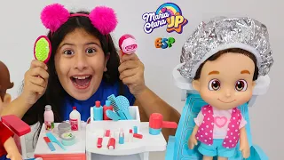 La Muñeca Baby Maria Clara y JP haciendo cambios de look💄💅en la Peluquería!!!