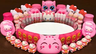 PINK HELLO KITTY! Mixing Random Things into GLOSSY Slime ! Satisfying Slime Videos #492