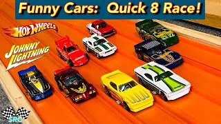 Race #19: Hot Wheels Funny Cars Quick 8 Unboxing, Review and Race!