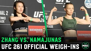 Weili Zhang and Rose Namajunas both hit 114.5-pounds at UFC 261 Official Weigh-Ins