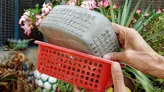 Make cement pot from household basket || घर में इस्तेमाल होने वाली टोकरी से बनाएं सीमेंट का गमला