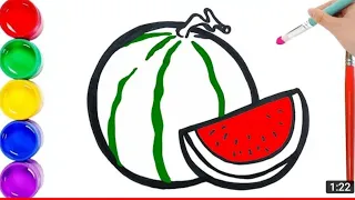 how to draw watermelon for kids / bolalar uchun tarbuz chizish