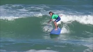 Jessica at 10 Years Old Suring a Good Longboard Heat