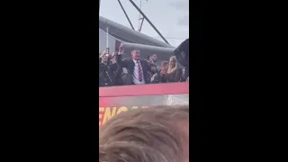 Ryan Reynolds celebrates Wrexham's soccer club win on an open-top bus parade