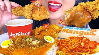 ASMR JOLLIBEE SPICY FRIED CHICKEN, NOODLES & MANGO PIE (MUKBANG) ASMR Phan